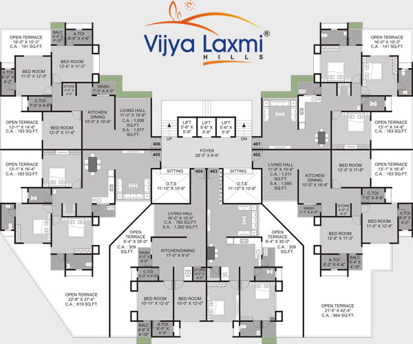 Vijya Laxmi Group, Vijya Laxmi Hills, vijya laxmi village villa, vijya laxmi residency, TYPICAL FLOOR PLAN, Ground Floor Plan, First Floor Plan, Second Floor Plan, Third Floor Plan, Fourth Floor Plan, Typical Floor Plan 3 BHK, Typical Floor Plan 2 BHK