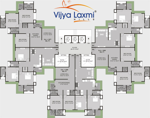 Vijya Laxmi Group, Vijya Laxmi Hills, vijya laxmi village villa, vijya laxmi residency, TYPICAL FLOOR PLAN, Ground Floor Plan, First Floor Plan, Second Floor Plan, Third Floor Plan, Fourth Floor Plan, Typical Floor Plan 3 BHK, Typical Floor Plan 2 BHK